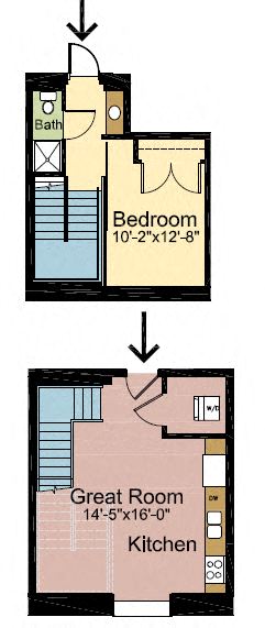 Floor plan for 1 bed, 1 bath, 800 sqft